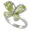 Sterling Silver Oval Cut Butterfly Ring with CZ Accents