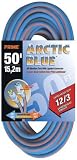Extension Cords: Prime LT530830 Extra Heavy Duty 50-Foot Artic Blue All-Weather TPE Extension Cord