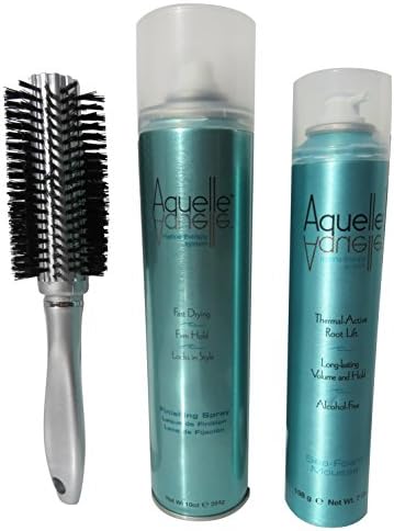 Aquelle Marine Therapy System Hairspray 10 Oz Sea-foam Mousse 7 Oz and Round Blowout Brush Set