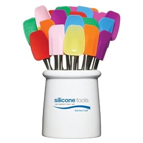 Coloured Silicone Headed Spatulas Display Pot