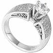 14K White Gold Trellis Design Diamond Engagement Ring (Center stone is not included)