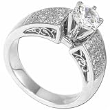 14K White Gold Trellis Design Diamond Engagement Ring (Center stone is not included)