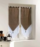 Paire de voile bicolore &agrave; pompons 2x60x160cm CACAO - Les Douces Nuits de Ma&eacute;