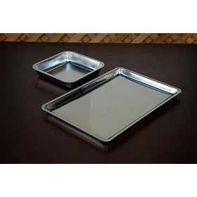 Deluxe 2 Piece Stainless Steel Bakeware Set with Jelly Roll Pan/ Cookie Sheet, Cake Pan