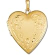 14kt Yellow Gold Floral Heart Photo Locket Charm Pendant