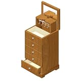 Tall Chest Wood Jewelry Box- Natural