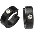 Black Stainless Steel Cubic Zirconia Huggie Hoop Earrings
