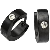 Black Stainless Steel Cubic Zirconia Huggie Hoop Earrings