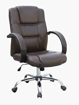 PREMIUM 004 CHOCOLATE BROWN LUXURY LEATHER OFFICE STUDY CHAIR