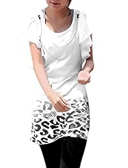 Leopard Print Lace  Stretchy Chiffon/Cotton Scoop Neck  Dress With Rhinestones