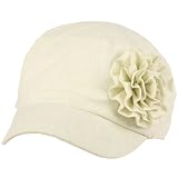 Cool Summer Ribbon Flower Military GI Castro Cadet Cabbie Elasitc Cap Hat Ivory