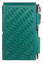 Wellspring Flip Notes Emerald Green Metal Notepad w/Pen