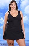 Beach Belle® Black Plus Size Empire Tank - Women's Swimwear Plus Size Swimsuits