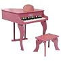 New Pink Childs Wood Toy Grand Piano With Bench Kids Piano 30 Key