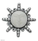 Sterling silver brooch, 'Smiling Moon'