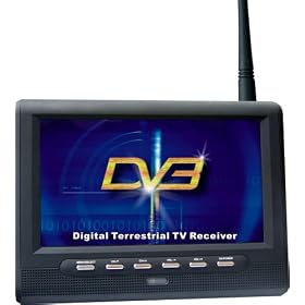 Feastronics 7" Digital Freeview & Analog Portable TV with Recording Function and Media Player with Built in Li-ion Rechargable Battery and Headrest Carry Bag
