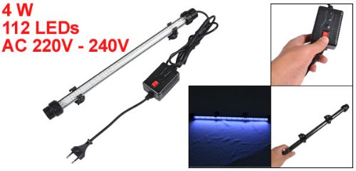 Como White Blue Light 112 LEDs 4W Aquarium Lighting Underwater Lamp w Adapter
