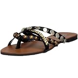 Buffalo Girl 218407 METALLIC SNAKE BLACK 01 105618, Damen, Sandalen/Zehentrenner, Schwarz (BLACK 01), EU 40