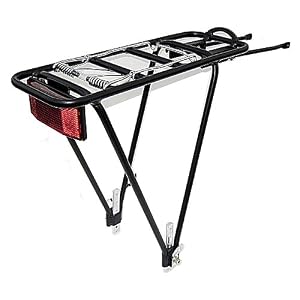 Bike Rear Rack, Black , Aluminum 2 Leg Rear Bike Rack with spring, reflector INCLUDED, biria