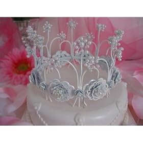 Good Fairy Pearl Crown Fairytale Wedding Cake Topper