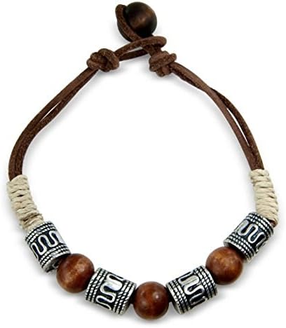 Mens necklace beaded surfer style in dark brown - includes in a Gift Bag - matching bracelet available