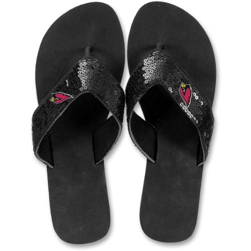 For Bare Feet Arizona Cardinals Women's Sequin Flip Flips Extra Small