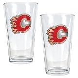 NHL Pint Ale Glass 2 Piece Set - Primary Logo Team: Flames