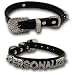 Black Leather Personalized Swarovski Bling Dog Puppy Collar Extra Small