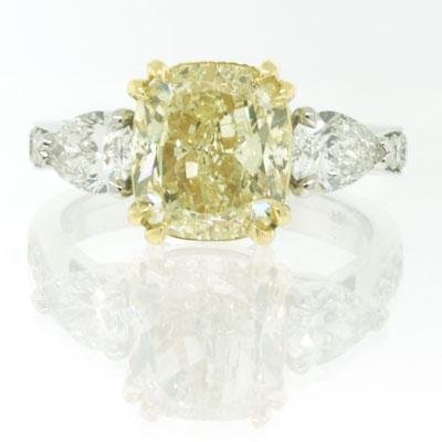 4.63ct Fancy Yellow Cushion Cut Diamond Engagement Anniversary Ring