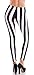 Clothes Effect White Black Ladies Vertical Striped Leggings, USA Made