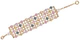 Simulated Multi Gemstone Gold Glitz Cuff Bracelet by Glitzs