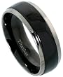 Titanium 5/16 (8mm) Comfort Fit Ring, Wedding Band, w/ Black Satin Stripe Center
