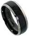 Titanium 5/16 (8mm) Comfort Fit Ring, Wedding Band, w/ Black Satin Stripe Center
