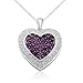 Sterling Silver Round Amethyst Diamond Heart title=