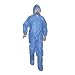 Enviroguard Flame Resistant PyroGuard FR Clothing Coverall with Attached Hood and Boots, Disposable, Elastic Wrists, Blue, Large (Case of 25)