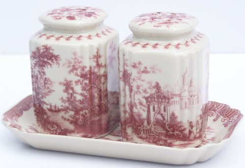 Red French Toile Salt Matching Tray