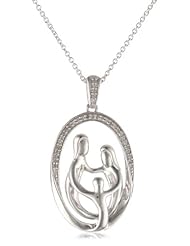 Sterling Silver Parents and Child Family Diamond Pendant Necklace (1/10 cttw, I-J Color, I3 Clarity), 18"