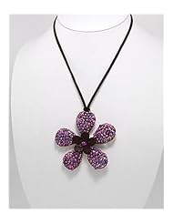 Flower Artificial Suede Leather Jade Necklace In Brass