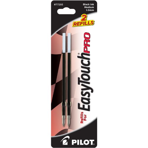 Pilot EasyTouch Pro Retractable Ballpoint Ink Refill, 2-Pack, Medium Point, Black Ink (77293)