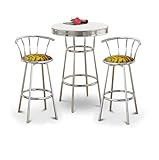Chrome Bar Table & 2 Chrome 29" Tiger Faux Fur Fabric Seat Barstools