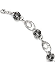 Leslies 14K White Gold w/ Black Rhodium Fancy Link Bracelet Length 7"