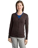 Port Authority Women's Modern Stretch Cotton Cardigan, dark chocolate brown, XX-Large