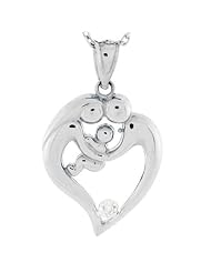 14k White Gold Parents Baby Family Love Diamond Charm