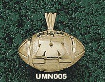 Univ Of Minnesota M Football Charm/Pendant -14K/10K, Stainless Steel or Gold Plated