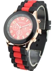 Womens Silicone Band Jelly Gel Quartz Wrist Watch Red