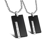 Matching Stainless Steel Cubic Zirconia Only Love His & Hers Couple Pendant Necklace Set W/chains