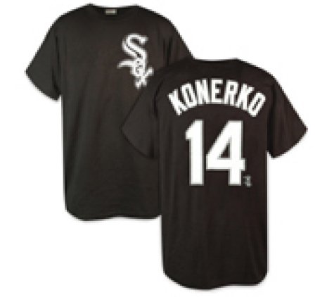 Paul Konerko Youth T-Shirt - Chicago White Sox #14 Paul Konerko Name and Number S/S Black Tee - L 14-16