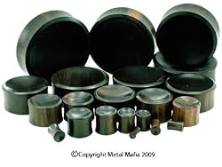 CARVED ORGANIC CONCAVE EBONY WOOD PLUGS PEBONY00- 00G