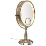 SAVE $33.82 - Jerdon First Class HL9510N Oval 10X Lighted Table Top Mirror with 15X Insert, Nickel $86.17