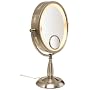 Jerdon First Class HL9510N Oval 10X Lighted Table Top Mirror with 15X Insert, Nickel